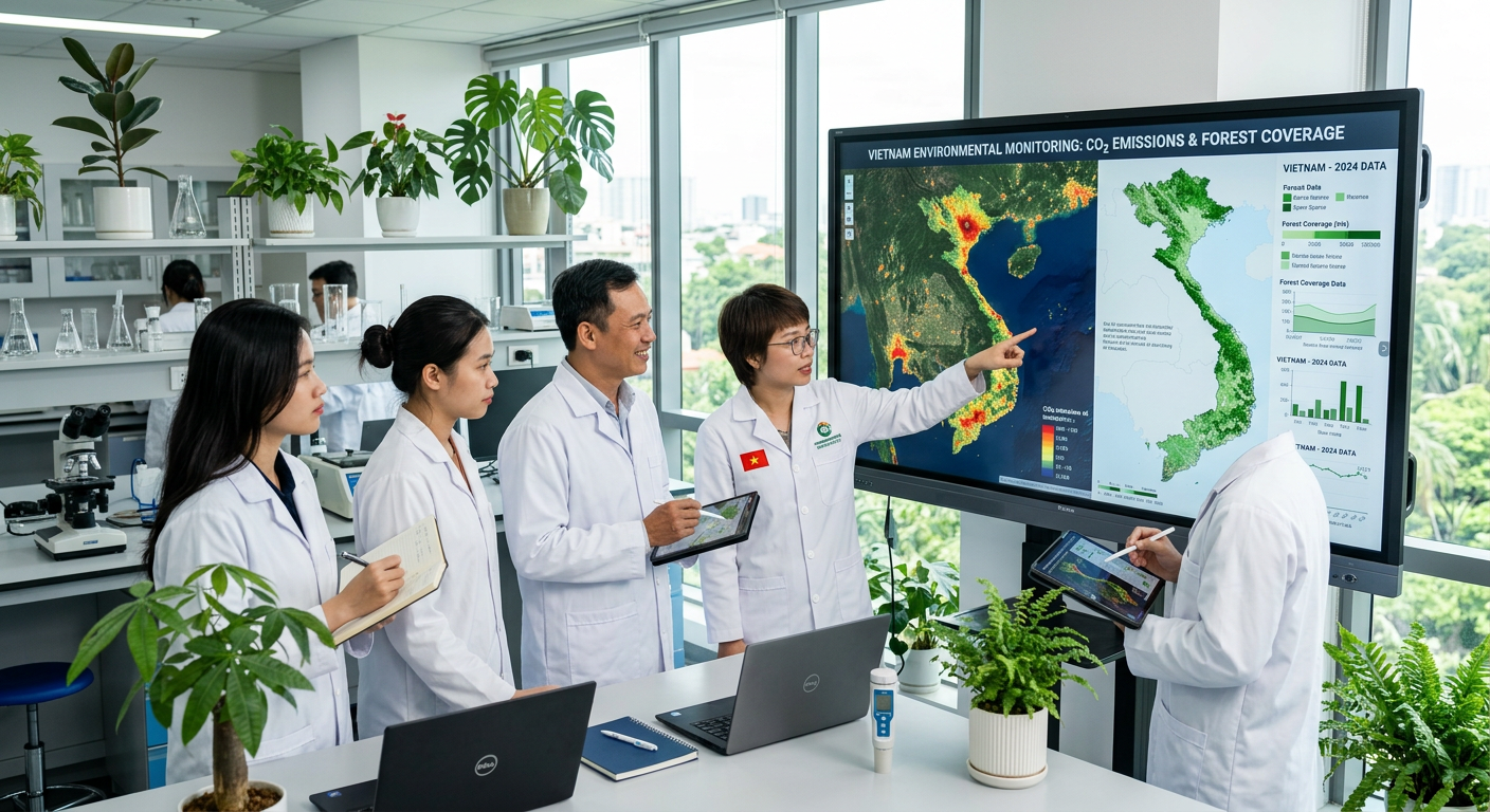 Các nhà khoa học của Nhat Tung AI phân tích bản đồ phát thải CO2 từ vệ tinh